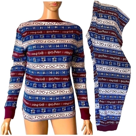 HARRY POTTER LEVIOSA Thermal Set Long Pajamas Women’s Size XL/XG HOLIDAY READY - Picture 9 of 11